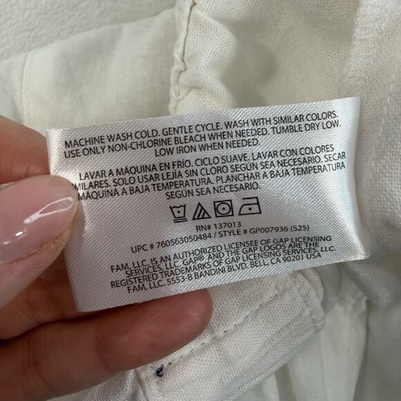 Gap Sz L Drawstring Linen Blend Pants White Pull On Easy Wide Leg Casual Women's - Picture 7 of 13